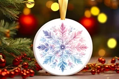 Snow Flake Christmas Round Cute Ornament Sublimation Product Image 2