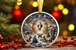 Round Christmas Ornament Sublimation|Clipart Product Image 2