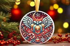 Round Christmas Ornament Sublimation|Clipart Product Image 1