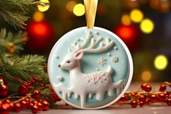Christmas Deer with Melting Edges Round Sticker Ornament Product Image 3