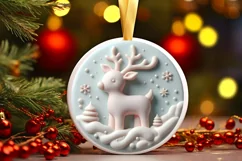 Christmas Deer with Melting Edges Round Sticker Ornament Product Image 3