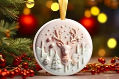 Christmas Deer with Melting Edges Round Sticker Ornament Product Image 1
