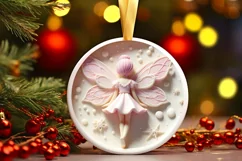 Christmas Fairy with Melting Edges Round Sticker Ornament Product Image 3