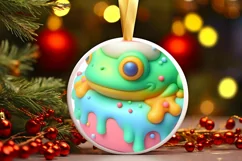 Christmas Frog Round Sublimation PNG Product Image 3
