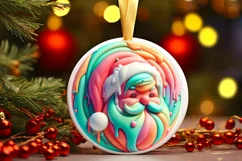 Pastel Santa with Melting Edges Round Sticker Ornament PNG Product Image 3
