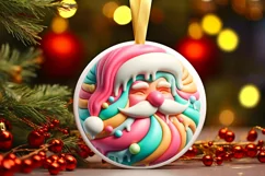 Pastel Santa with Melting Edges Round Sticker Ornament PNG Product Image 1