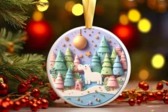 Round Christmas Ornament Sublimation|Clipart Product Image 1
