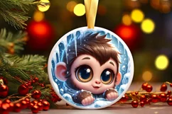Round Christmas Ornament Sublimation|Clipart Product Image 1