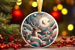 Round Christmas Ornament Sublimation|Clipart Product Image 1