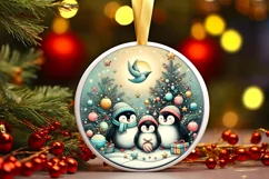 Round Christmas Ornament Sublimation|Clipart Product Image 1