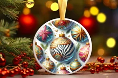 Round Christmas Ornament Sublimation|Clipart Product Image 1