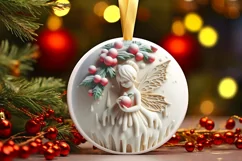 Christmas Fairy with Melting Edges Round Sticker Ornament Product Image 3