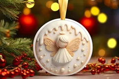 Christmas Fairy with Melting Edges Round Sticker Ornament Product Image 3