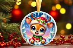 Round Christmas Ornament Sublimation|Clipart Product Image 2