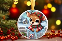 Round Christmas Ornament Sublimation|Clipart Product Image 2