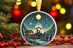 Round Christmas Ornament Sublimation|Clipart Product Image 1