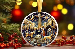 Round Christmas Ornament Sublimation|Clipart Product Image 1