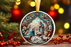 Round Christmas Ornament Sublimation|Clipart Product Image 2