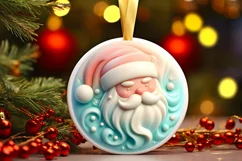 Santa with Depth Round Sticker Ornament PNG Product Image 1