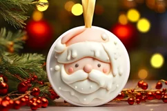Santa with Depth Round Sticker Ornament PNG Product Image 1