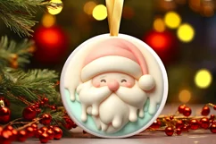 Santa with Depth Round Sticker Ornament PNG Product Image 3