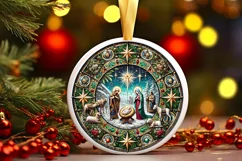 Round Christmas Ornament Sublimation|Clipart Product Image 2