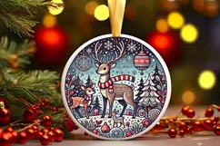Round Christmas Ornament Sublimation|Clipart Product Image 2