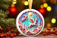 Round Christmas Ornament Sublimation|Clipart Product Image 2