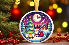 Round Christmas Ornament Sublimation|Clipart Product Image 2
