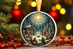 Round Christmas Ornament Sublimation|Clipart Product Image 1