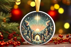 Round Christmas Ornament Sublimation|Clipart Product Image 1