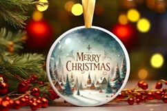 Christmas Scene Round Ornament Sublimation Product Image 2