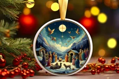 Round Christmas Ornament Sublimation|Clipart Product Image 1