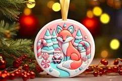 Round Christmas Ornament Sublimation|Clipart Product Image 2