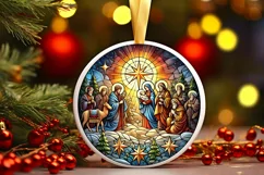 Round Christmas Ornament Sublimation|Clipart Product Image 2