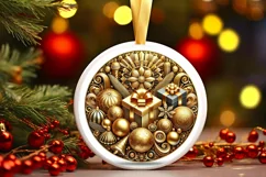 Round Christmas Ornament Sublimation|Clipart Product Image 2
