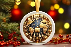 Round Christmas Ornament Sublimation|Clipart Product Image 2