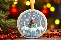 Round Christmas Ornament Sublimation|Clipart Product Image 2
