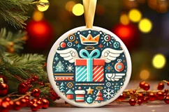 Round Christmas Ornament Sublimation|Clipart Product Image 2