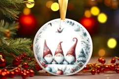 Winter Gnomes Round Ornament Sublimation PNG Product Image 3
