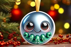Christmas Octopus Round Ornament Sublimation PNG Product Image 2