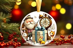 Round Christmas Ornament Sublimation|Clipart Product Image 2
