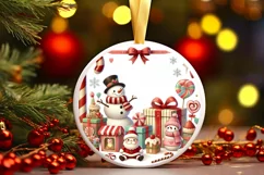 Round Christmas Ornament Sublimation|Clipart Product Image 2