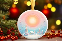 Christmas Scene Round Ornament Sublimation PNG Product Image 3