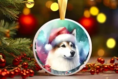 Dog Round Ornament Sublimation PNG Product Image 3