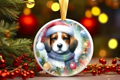 Dog Round Ornament Sublimation PNG Product Image 3
