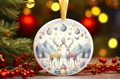 Round Christmas Ornament Sublimation|Clipart Product Image 1
