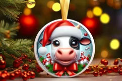 Cow Smiling Round Ornament Sublimation PNG Product Image 1