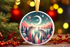 Round Christmas Ornament Sublimation|Clipart Product Image 1