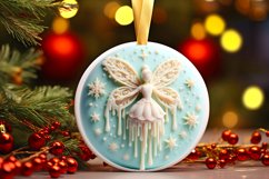 3D Marzipan Christmas Fairy Round Ornament Sublimation PNG Product Image 3